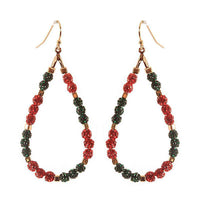 Stunning Gold Tone Decorative Holiday Pave Crystal Ball Christmas Teardrop Hoop Earrings, 2.5"