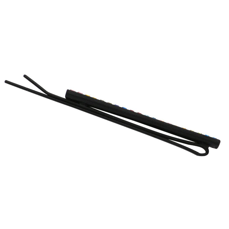 Single Hair Clip Multi Colored Baguette Crystal Bar Bobby Pin Hair Barrette Accessory (Black)