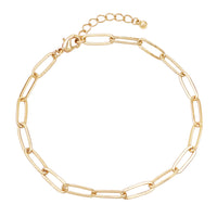 Sleek Polished Oblong Links Chain Ankle Bracelet Anklet, 9.25"+1.5" Extender (Gold Tone)