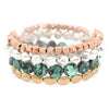 Multi Tone Chunky Beaded Stretch Bracelet Set of 4 (Matte Multi Copper Patina)