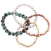 Multi Tone Chunky Beaded Stretch Bracelet Set of 4 (Matte Multi Copper Patina)