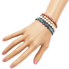 Multi Tone Chunky Beaded Stretch Bracelet Set of 4 (Matte Multi Copper Patina)
