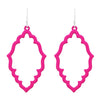 Whimsical Barbed Quatrefoil Colorful Coated Metal Moroccan Earrings, 2" (Fuchsia Pink)