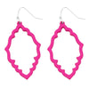 Whimsical Barbed Quatrefoil Colorful Coated Metal Moroccan Earrings, 2" (Fuchsia Pink)
