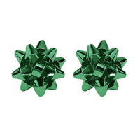 Christmas Gift Celebration Bow Post Earrings (Green)