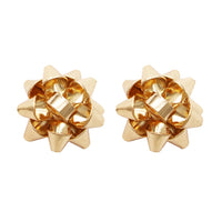 Holiday Christmas Celebration Bow Post Earrings (Gold)