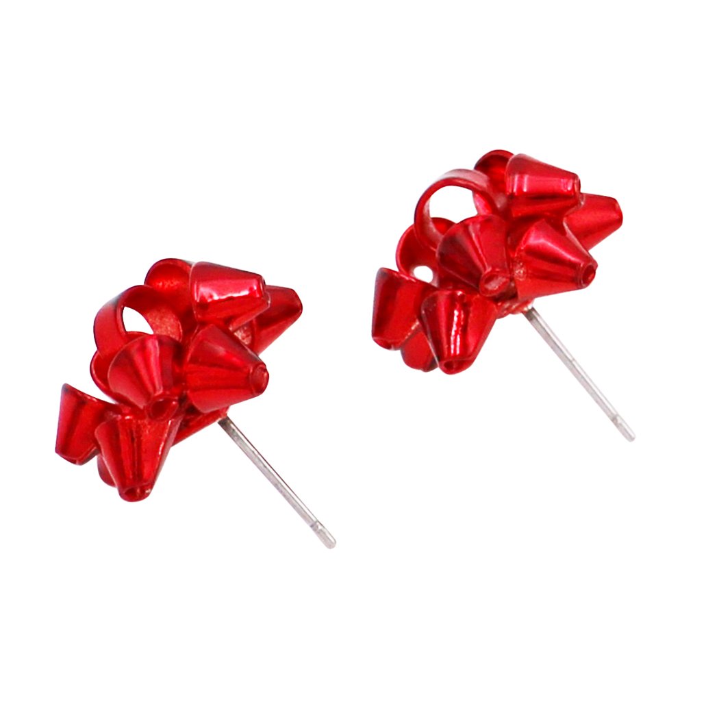 Christmas Celebration Red Bow Stud Earrings