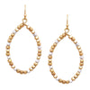 Two Tone Chunky Nugget Bead Wire Hoop Dangle Earrings, 2"