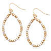 Two Tone Chunky Nugget Bead Wire Hoop Dangle Earrings, 2"