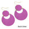 Lightweight Multi color Purple Round Metal Double Disc Dangle Drop Earrings
