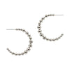 Stunning Polished Metal Graduated Bead Hoop Earrings, 1.75" (Silver Tone)