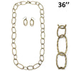 Contemporary Hammered Links Statement Necklace and Earrings Set (Antiqued Gold)