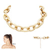 Matte Chunky Oblong Textured Links Chain Choker Necklace Earrings Set, 13"-16" with 3" Extender