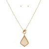 Stunning Gold Tone Oblong Links Chain Filigree Charm Pendant Toggle Clasp Necklace Post Earring Set, 18"