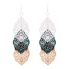 Women's Metal Tri-Tone Baroque Filigree Long Dangle Earrings, 2.75"