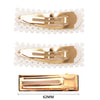 Set of 3 Acetate and Simulated Pearl Hair Clip Bobby Pins Snap Hair Barrette Accessories (Tortoise and Gold Tone Pearls)