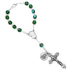 Religious Gift One Decade Car Rosary with Saint Christopher Medal (Green Glass)