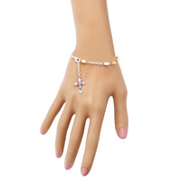 Contemporary Two Tone Rosary Bracelet with Crucifix Medal, 6.75"-7.5"