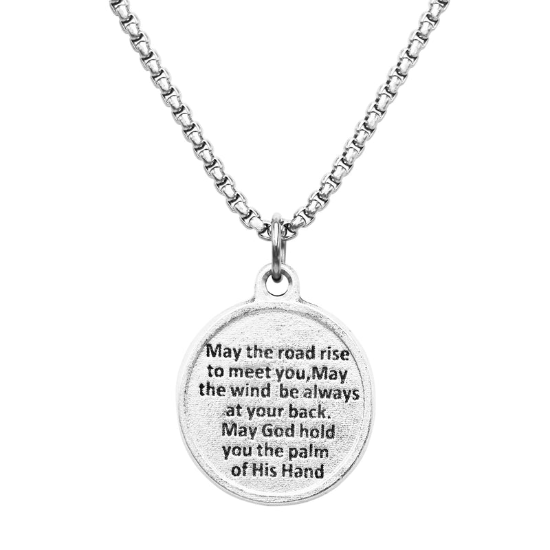 Religious Gift St Patrick Irish Blessing Medal Pendant Necklace, 20"-22.5" with 2.5" Extender