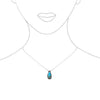 Chic Western Style Natural Howlite Teardrop Pendant Necklace, 18"+3" Extender (Turquoise Blue With Rustic Brown Veining)