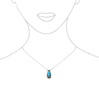 Chic Western Style Natural Howlite Teardrop Pendant Necklace, 18"+3" Extender (Turquoise Blue With Rustic Brown Veining)