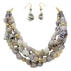 Multi Strand Natural Stone and Crystal Bead Statement Necklace Earring Set
