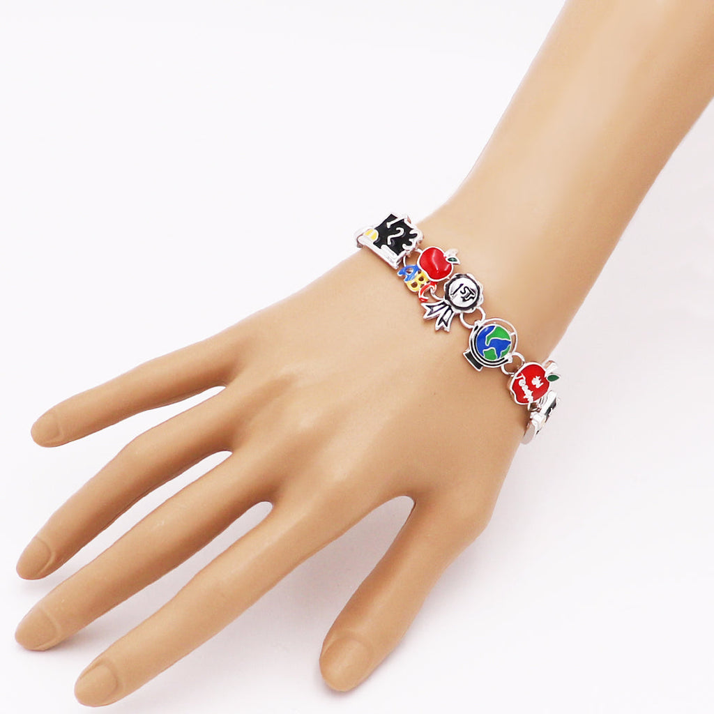 Colorful Enamel Magnetic Clasp Bracelet, 7.5" (#1 Teacher Gift)