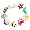 Colorful Enamel Magnetic Clasp Bracelet, 7.5" (Dolphin Sea Creatures)