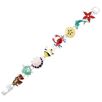 Colorful Enamel Magnetic Clasp Bracelet, 7.5" (Dolphin Sea Creatures)