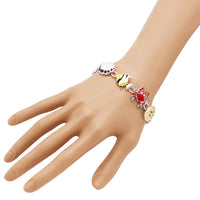 Colorful Enamel Magnetic Clasp Bracelet, 7.5" (Dolphin Sea Creatures)