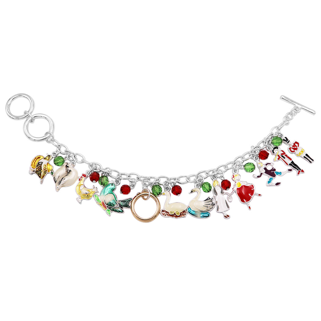 Stylish 12 Days Of Christmas With Enamel Holiday Charms And