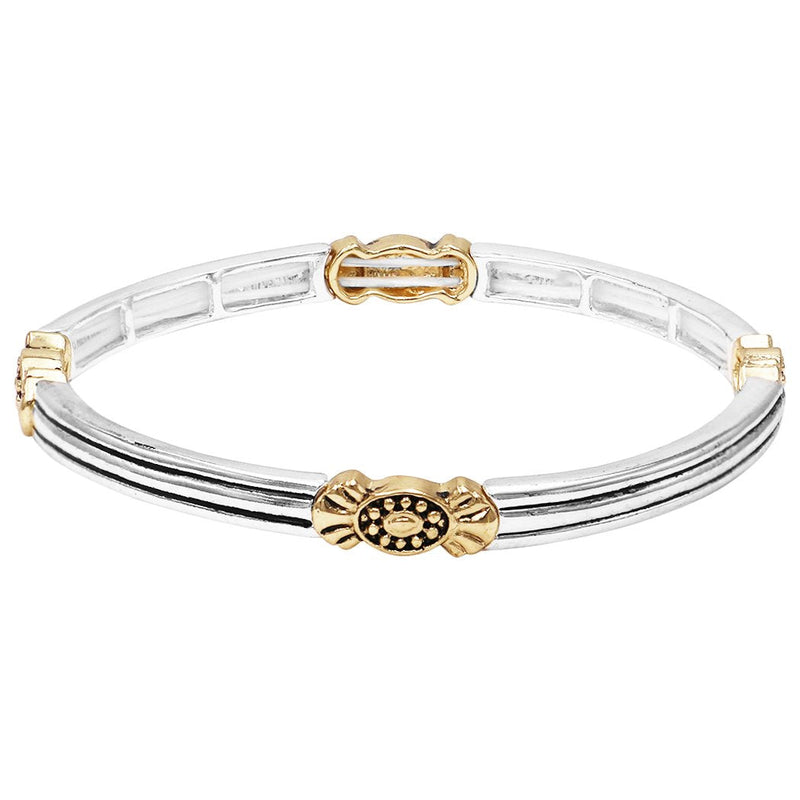 Tailored Two Tone Double Stretch Stackable Bracelet (Striped Pattern)