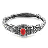 Western Style Semi Precious Howlite Stone Concho Hinged Statement Cuff Bracelet, 2.5" (Red)
