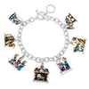 Christmas Manger Religious Nativity Scene Enamel Charms Holiday Toggle Clasp Bracelet, 7"-8.5"