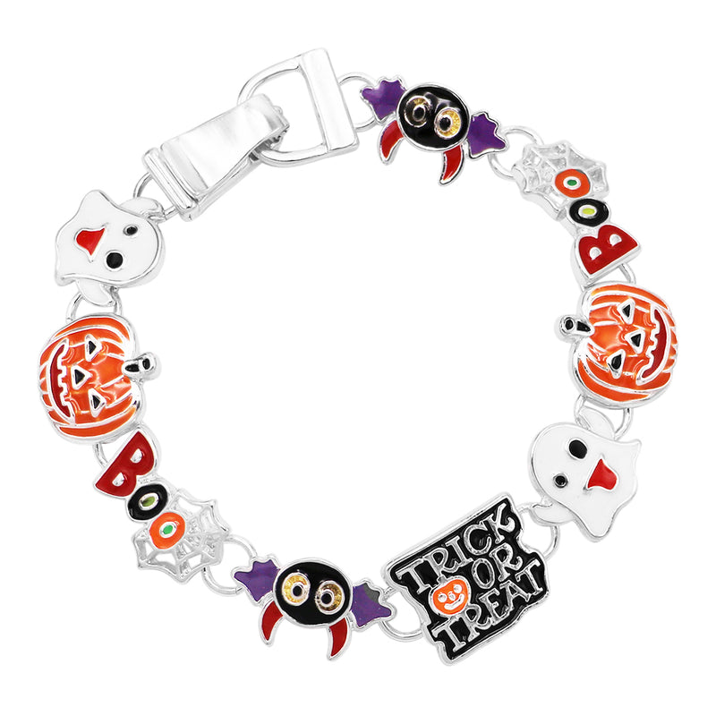 Halloween Trick or Treat Ghosts Bats Pumpkin Boo Charm Magnetic Bracelet