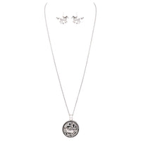 Rosemarie Collections Beautiful Statement Magnetic Horse Medallion Pendant and Earring Set with Free Stainless Steel Chain (Horse)