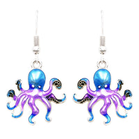 Whimsical Under The Sea Octopus Charm Dangle Earrings, 1.25"