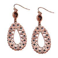 Stunning South Western Style Turquoise Howlite Oval Hoop Earrings, 2.5" (Copper Tone)