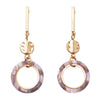 Lucite Hoop and Gold Tone Bar Dangle Statement Earrings (Grey)