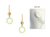 Celluloid Hoop and Gold Tone Bar Dangle Statement Earrings (Mint)