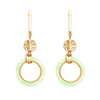Celluloid Hoop and Gold Tone Bar Dangle Statement Earrings (Mint)