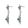 Southwestern Concho Style Turquoise Drop Statement Post Earrings, 2" (Round Dangle Concho)