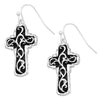 cross studs, cross earrings dangly, dangle earrings, religious gifts, decorative metal scroll cross, scroll pattern with square ends, rosemarie collections, amazon prime, rosemarie religious gifts, cross earrings, St. Patrick's day, holiday jewelry and accessories