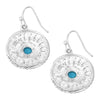 South Western Style Concho Turquoise Howlite Dangle Earrings, 1.25" (Round Concho)