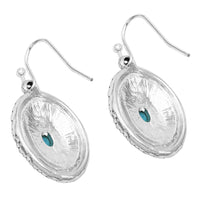 South Western Style Concho Turquoise Howlite Dangle Earrings, 1.25" (Oval Concho)