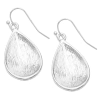 Polished Silver Metal and Black Enamel Decorative Filigree Teardrop Dangle Earrings, 1.5"