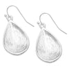 Polished Silver Metal and Black Enamel Decorative Filigree Teardrop Dangle Earrings, 1.5"