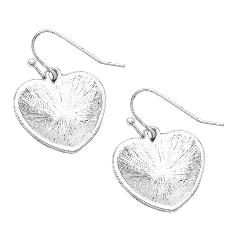 Tailored Decorative Metal Scroll Heart Dangle Earrings, 1"