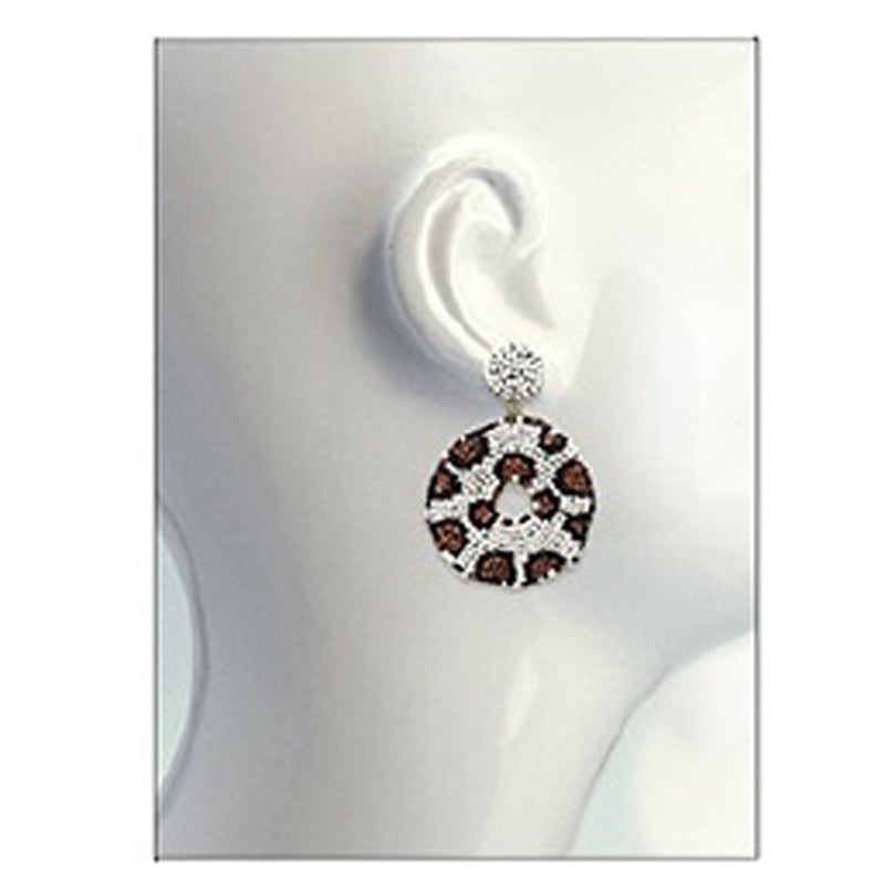 Get Wild Stunning Leopard Spots Animal Pattern Seed Bead Hoop Earrings with Post Backs, 2.5"