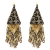 Get Wild Stunning Long Leopard Spots Animal Pattern Seed Bead Fringe Shoulder Duster Earrings, 4.25"